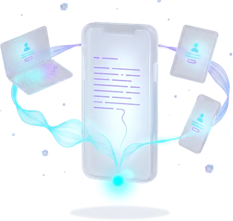 A single glass phone, lit and complete on its own — the one shape Wispr Flow has and we do not.
